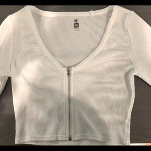 Essential Zip Up Long Sleeve Crop Top